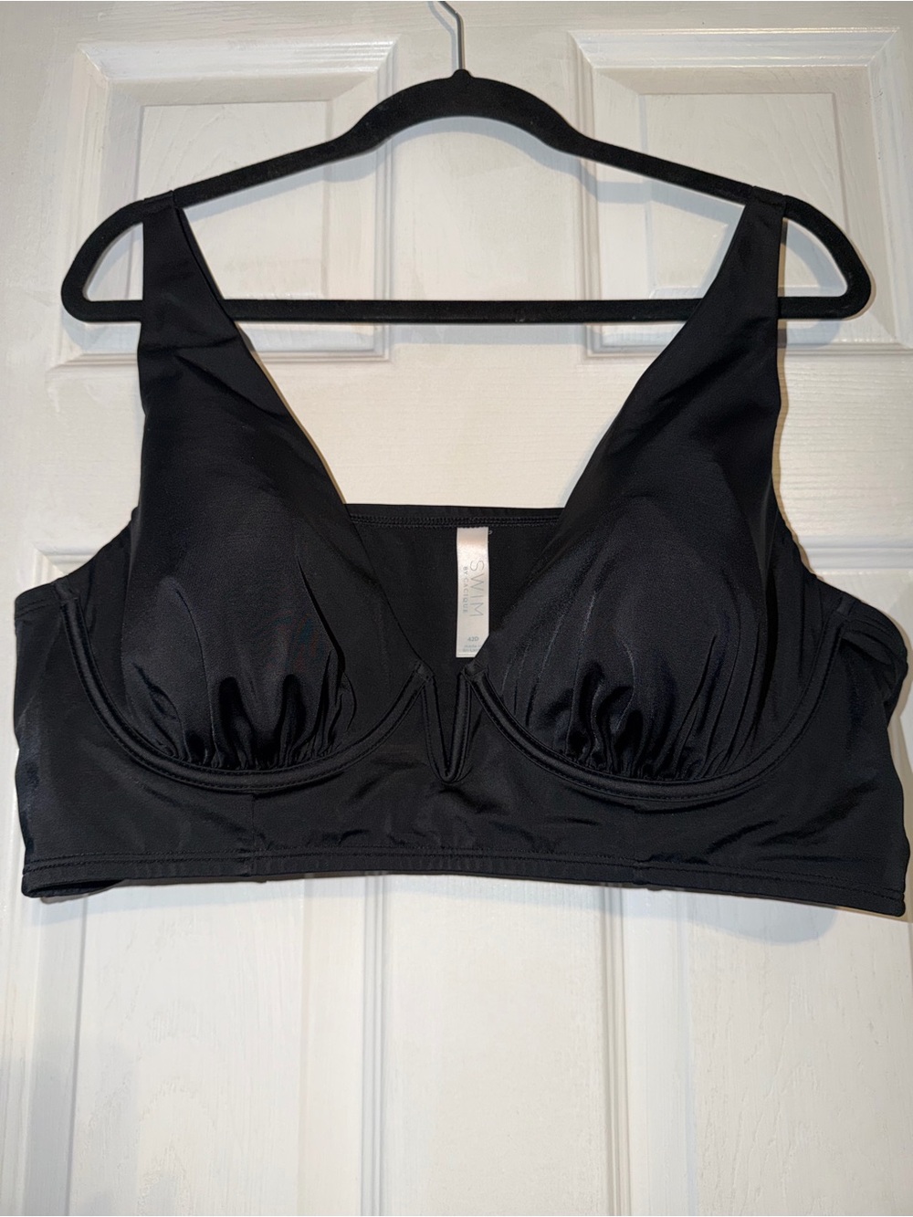 Cacique Black V-Plunge swim top bikini 42D - Picture 2 of 8